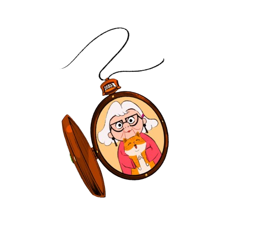 Merry holding Bailey in a locket — click to enter the storyboard
